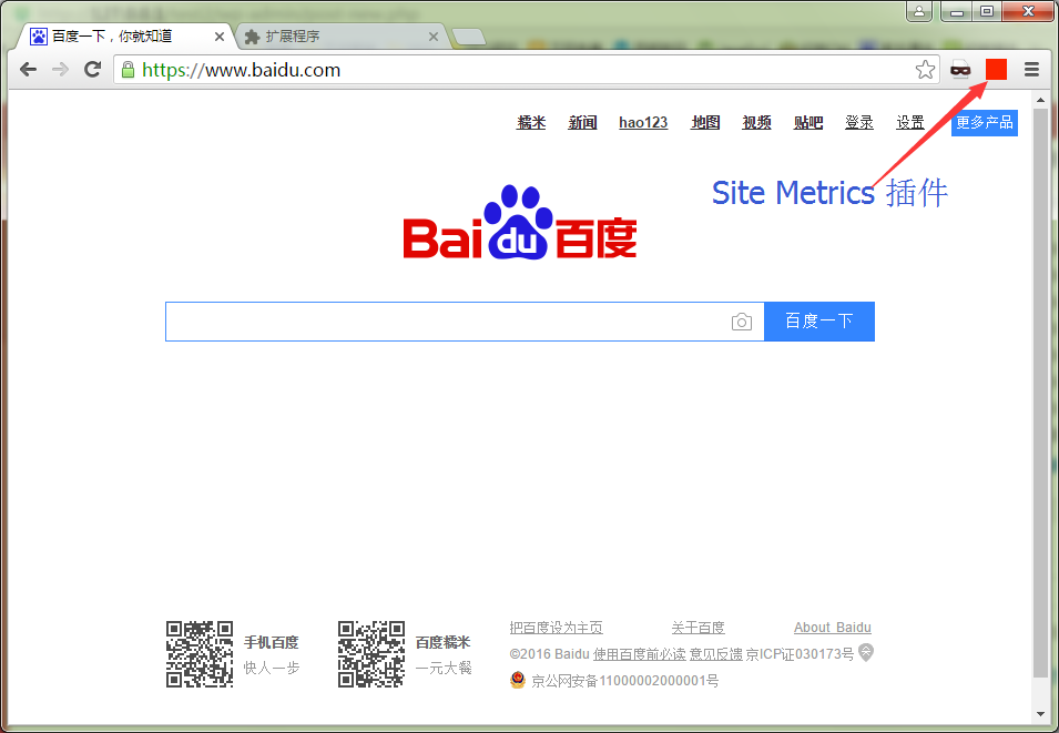 谷歌浏览器SiteMetrics插件展示